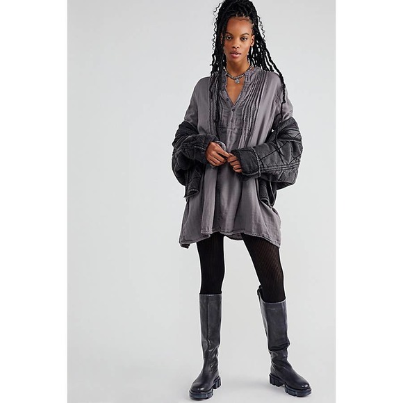 Free People Tops - Free people Charcoal Tunic Blouse worn once!